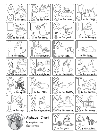 Black and White Alphabet Chart (Free Printable) - Doozy Moo