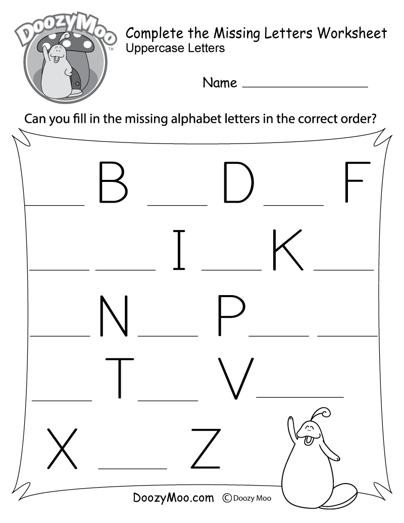 Complete the Missing Letters Worksheet