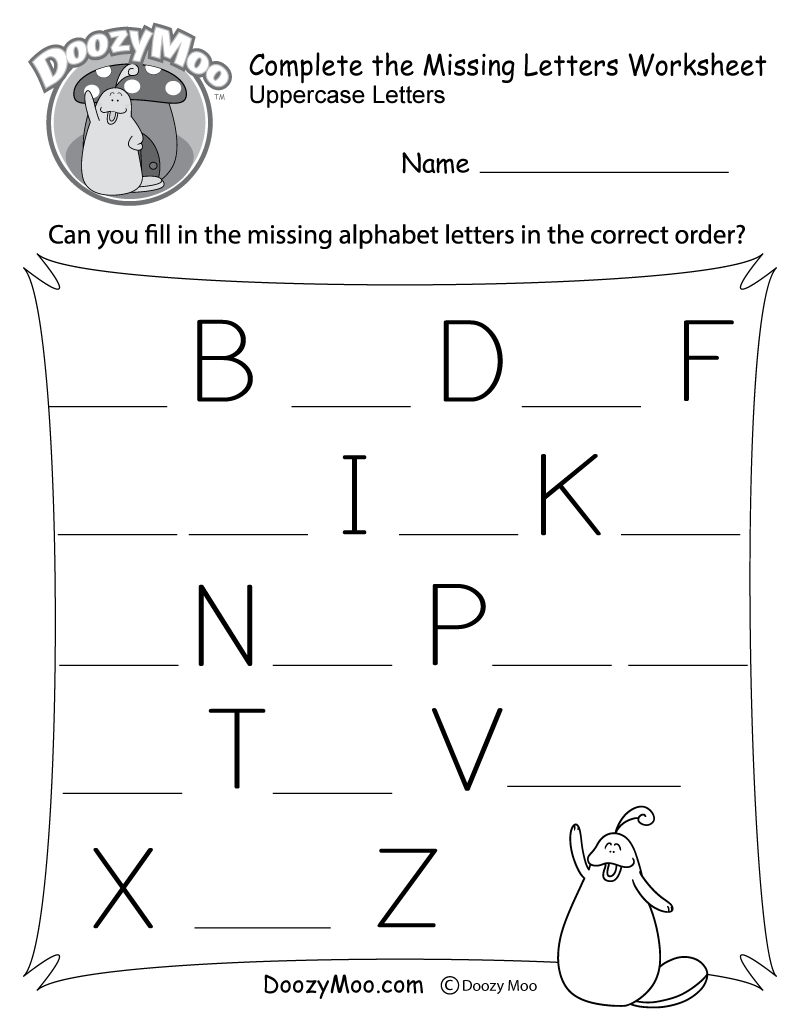 complete the missing letters worksheet free printable doozy moo