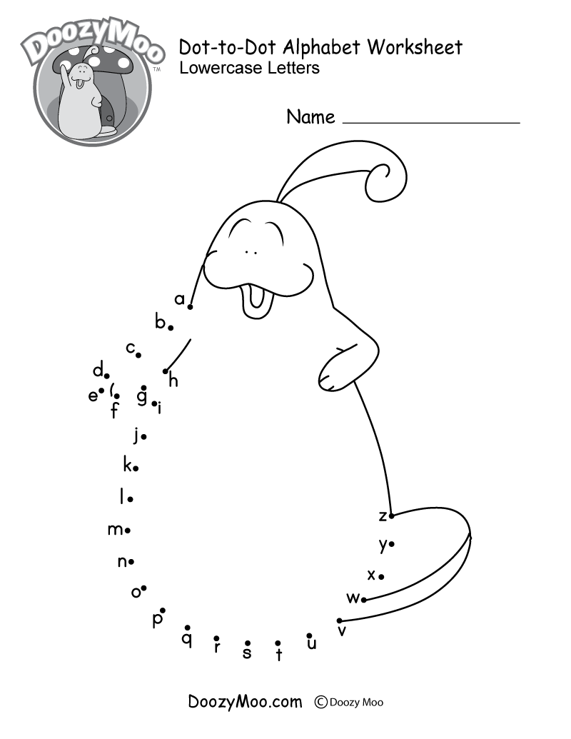 dot to dot lowercase letters worksheet free printable doozy moo