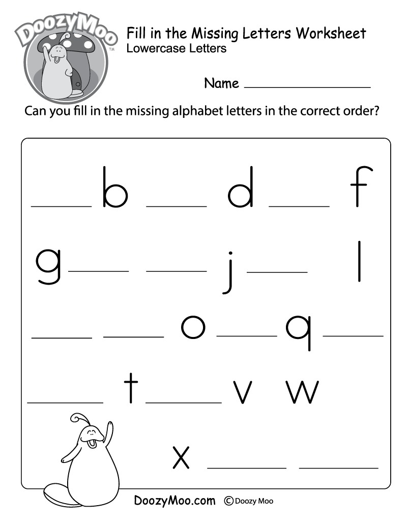 Missing Letter Worksheets (Free Printables) - Doozy Moo