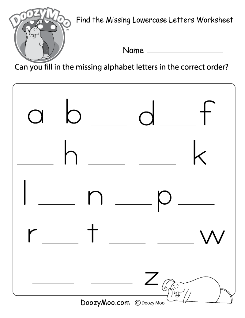 Find the Missing Lowercase Letters Worksheet