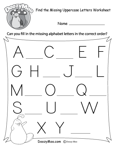 missing letter worksheets free printables doozy moo
