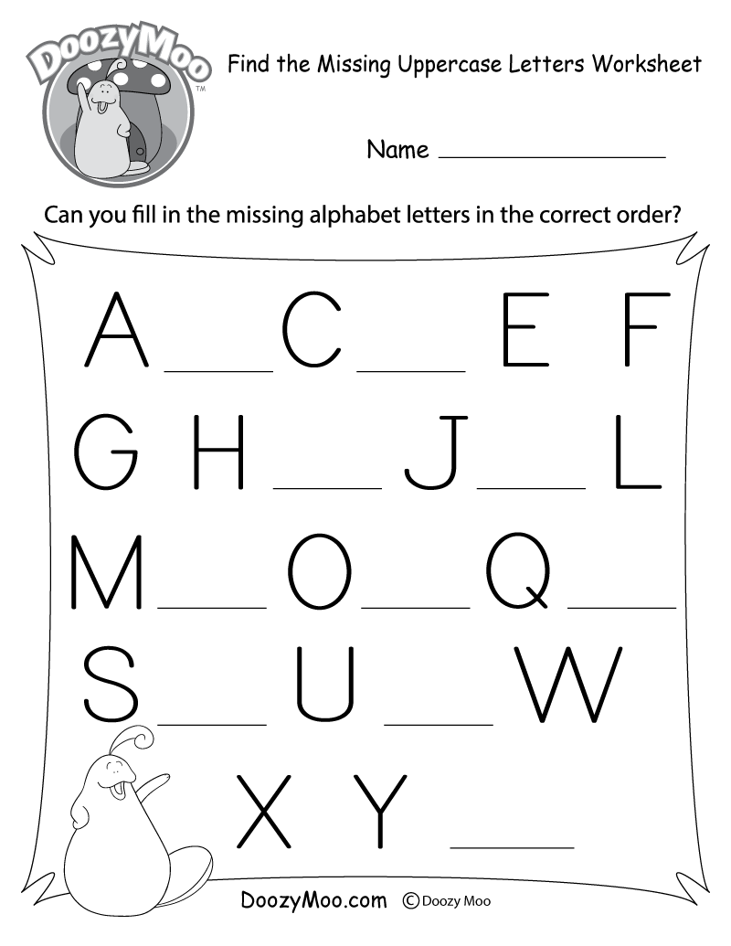 Find the Missing Uppercase Letters Worksheet (Free Printable)