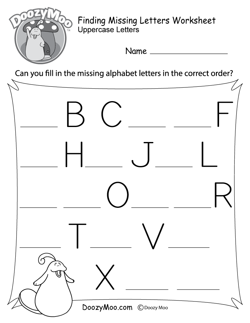 Finding Missing Letters Worksheet