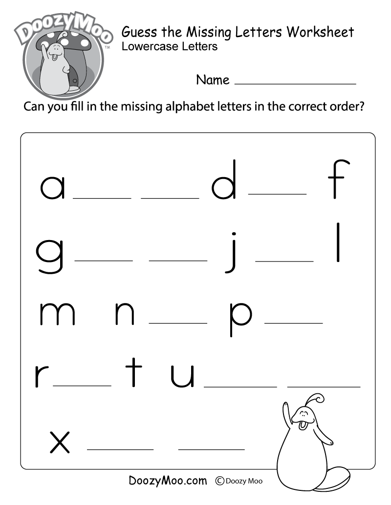 Guess the Missing Letters Worksheet
