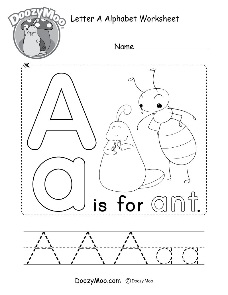 letter a alphabet activity worksheet doozy moo