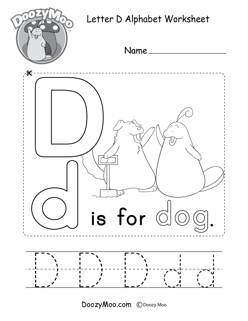 Letter D Alphabet Activity Worksheet - Doozy Moo