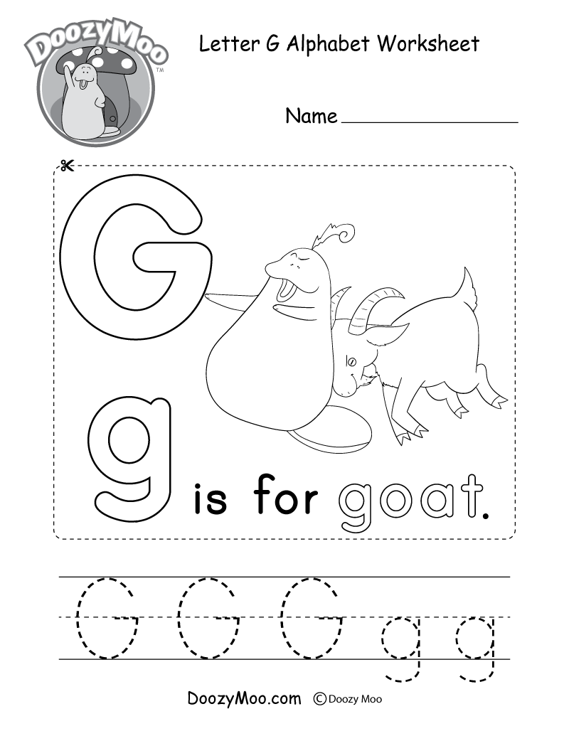 Letter G Alphabet Worksheet. The letter G is for goat.