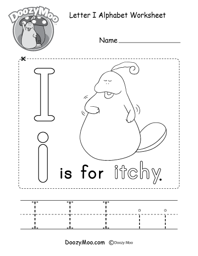 Letter I Alphabet Activity Worksheet - Doozy Moo