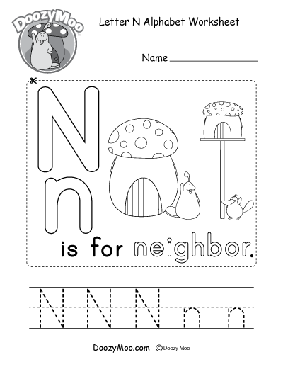 Letter N Alphabet Activity Worksheet - Doozy Moo