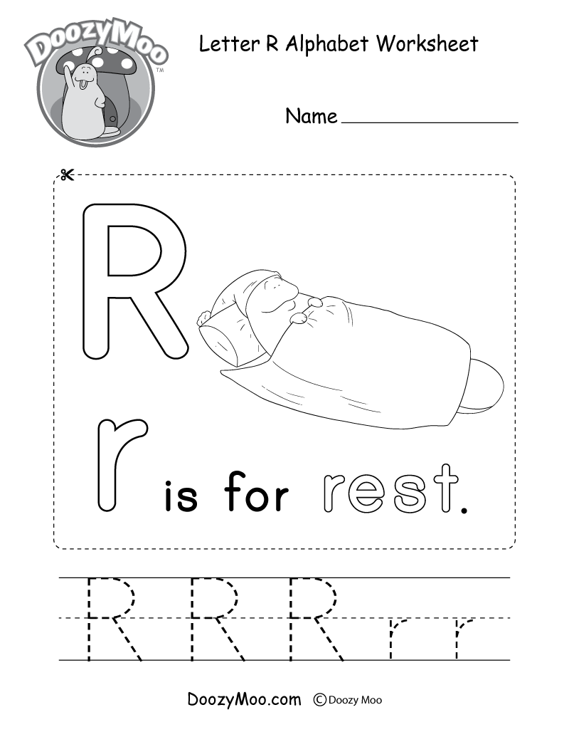 Letter R Alphabet Worksheet. The letter R is for rest.