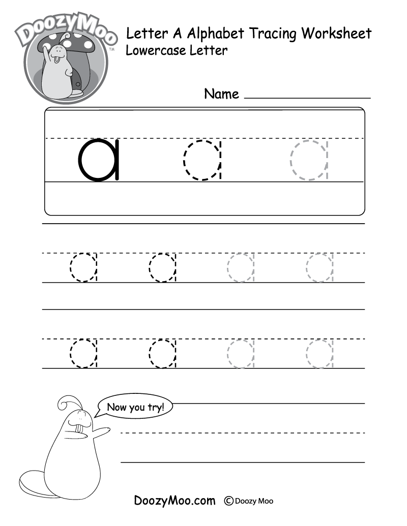 Lowercase Letter "a" Tracing Worksheet