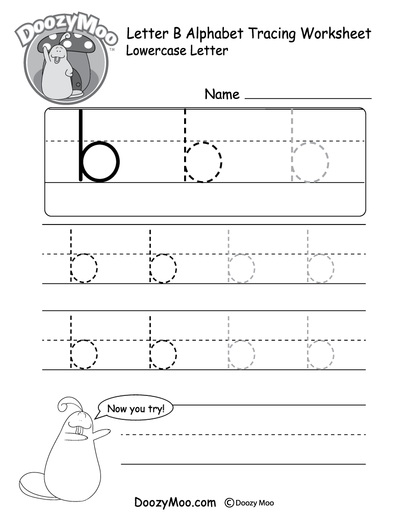 Lowercase Letter "b" Tracing Worksheet