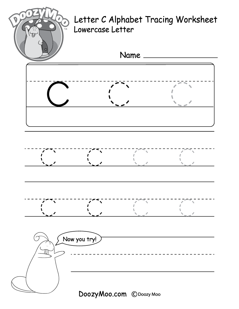 Lowercase Letter Tracing Worksheets (Free Printables) - Doozy Moo Pertaining To Large Letter C Template