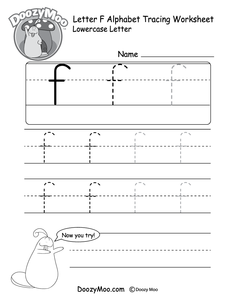 Lowercase Letter "f" Tracing Worksheet