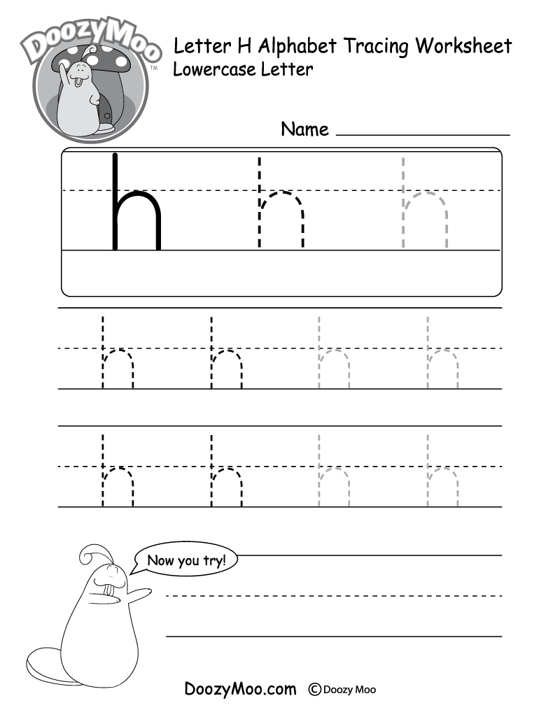 lowercase letter h tracing worksheet doozy moo