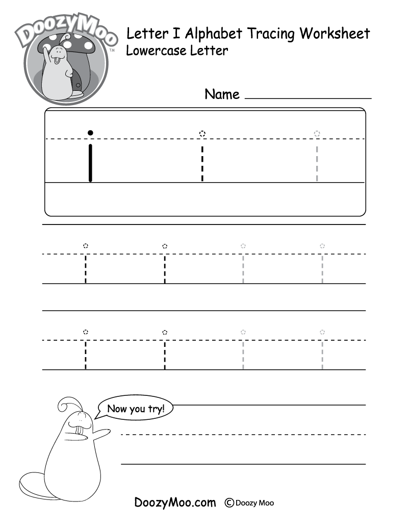 Lowercase Letter "i" Tracing Worksheet