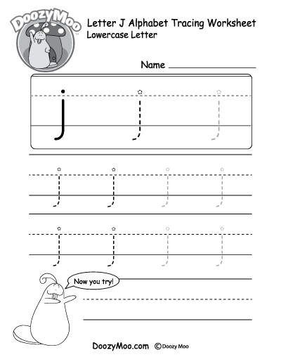 lowercase letter j tracing worksheet doozy moo