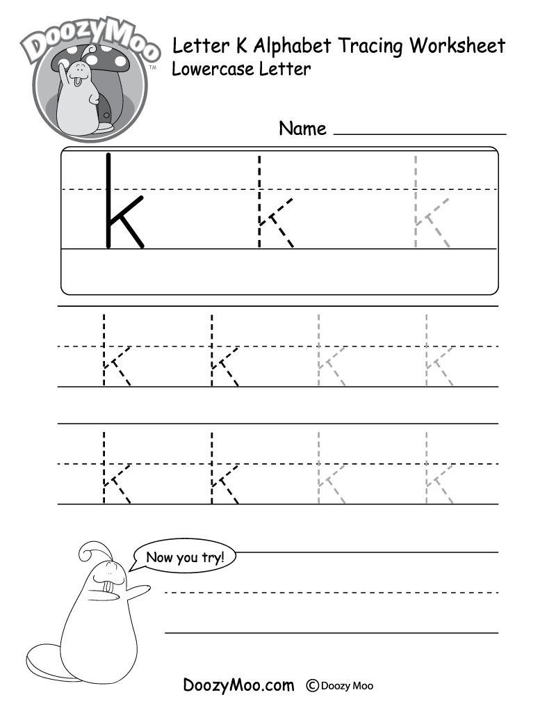 Lowercase Letter K Tracing Sheet Printable Form, Templates and Letter