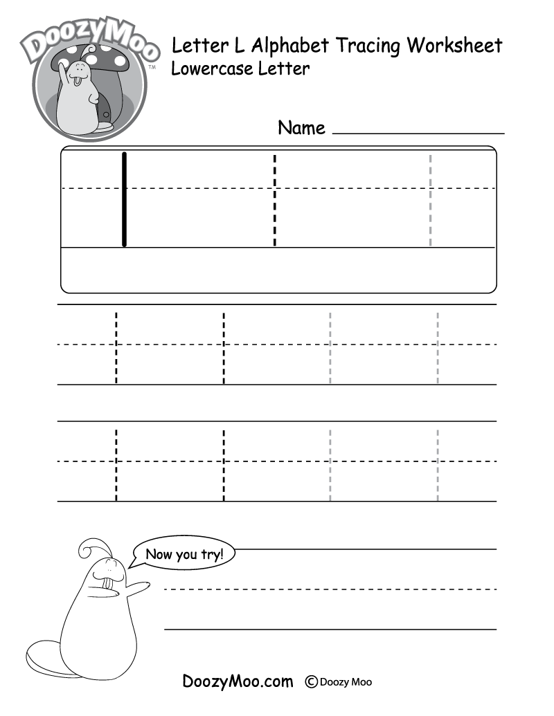 Lowercase Letter "l" Tracing Worksheet