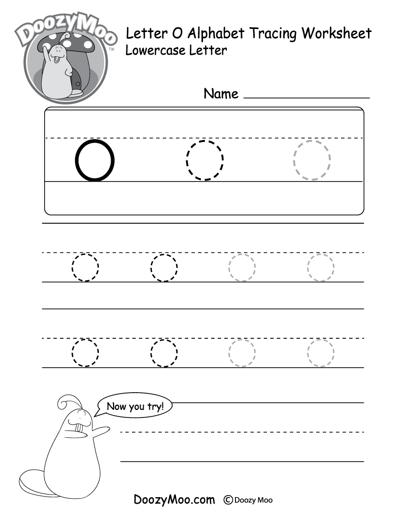 lowercase letter o tracing worksheet doozy moo