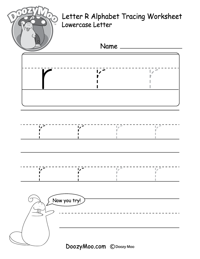 Lowercase Letter "r" Tracing Worksheet