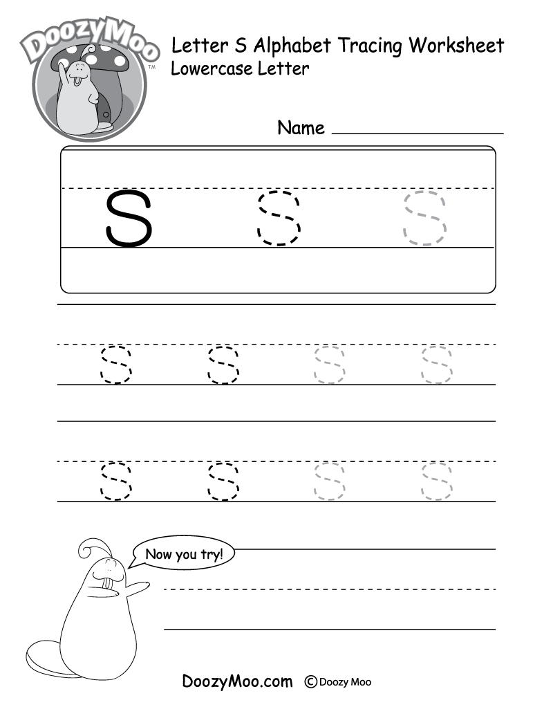 Lowercase Letter "s" Tracing Worksheet