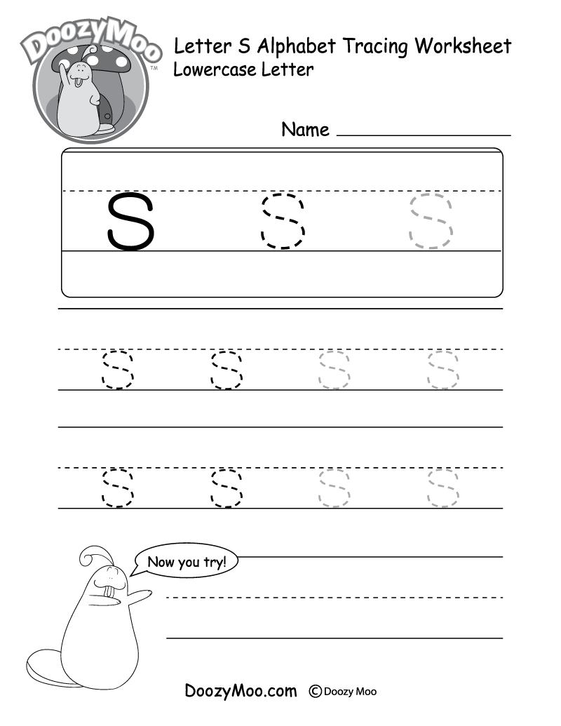 Lowercase Letter "s" Tracing Worksheet  Doozy Moo