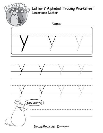 lowercase letter y tracing worksheet doozy moo