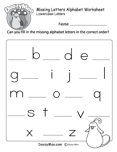 Missing Letters Alphabet Worksheet