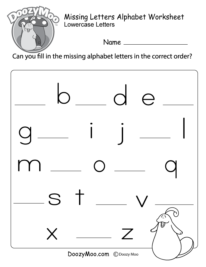 Missing Letters Alphabet Worksheet Free Printable Doozy Moo - EZ Worksheet