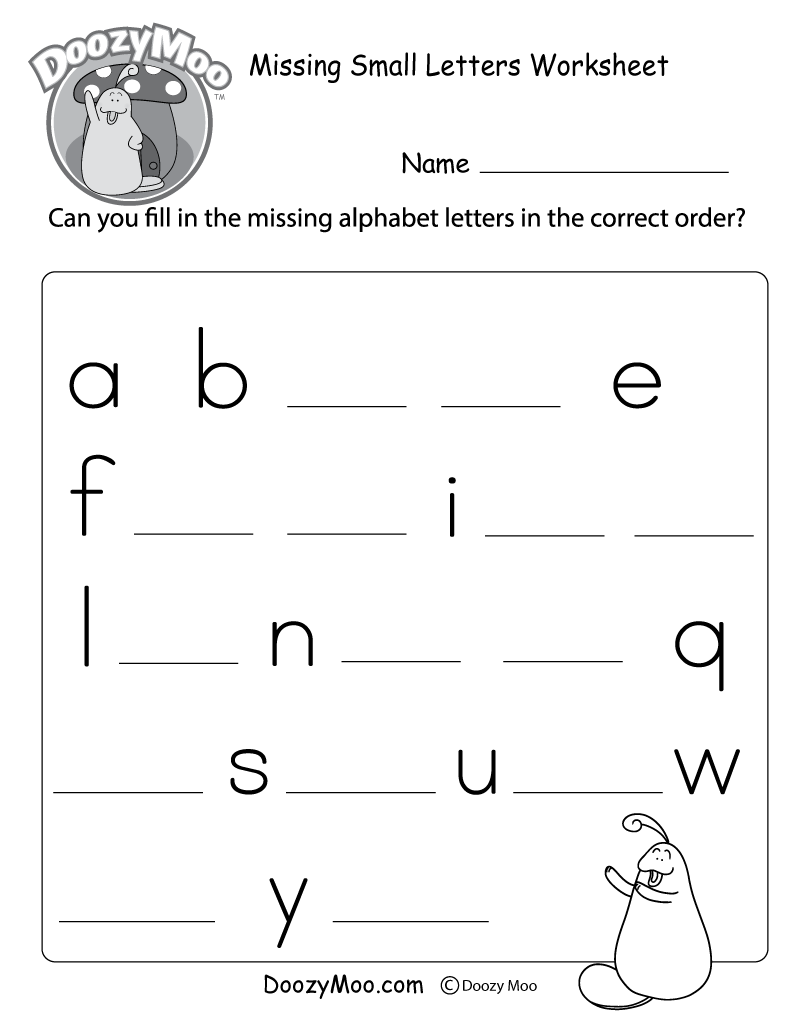 Missing Small Letters Worksheet