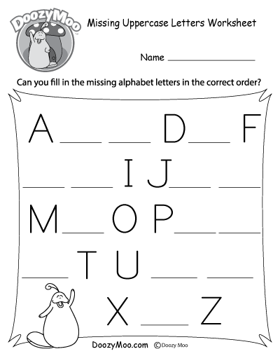 Missing Uppercase Letters Worksheet (Free Printable) - Doozy Moo