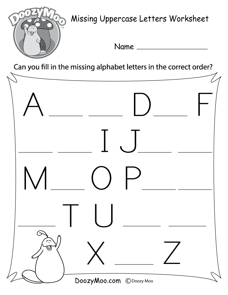 Missing Uppercase Letters Worksheet Free Printable Doozy Moo