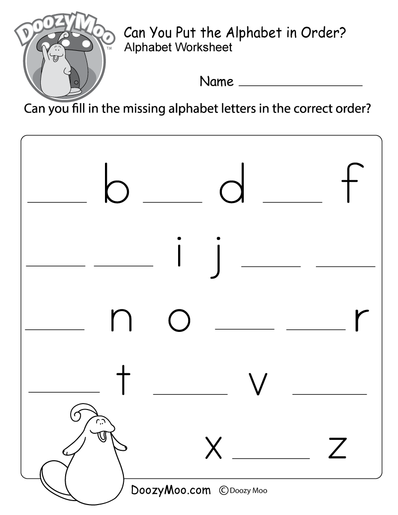 Missing Letter Worksheets Free Printables Doozy Moo