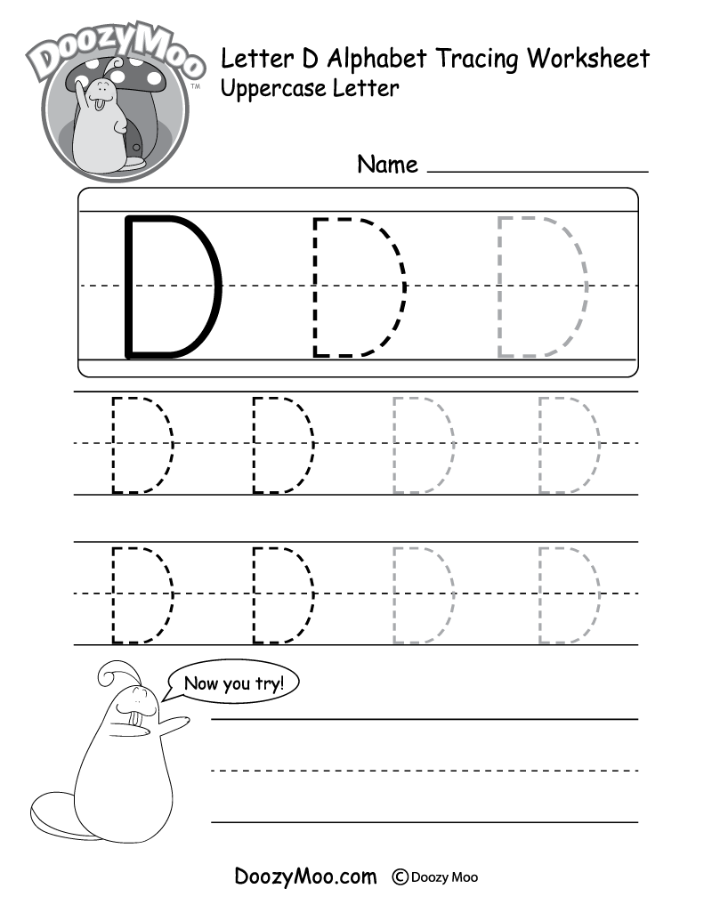 lowercase letter d tracing worksheet doozy moo