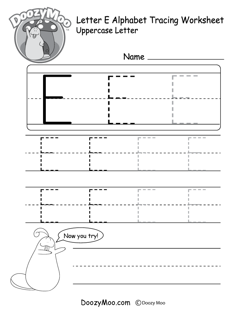 Uppercase Letter E Tracing Worksheet