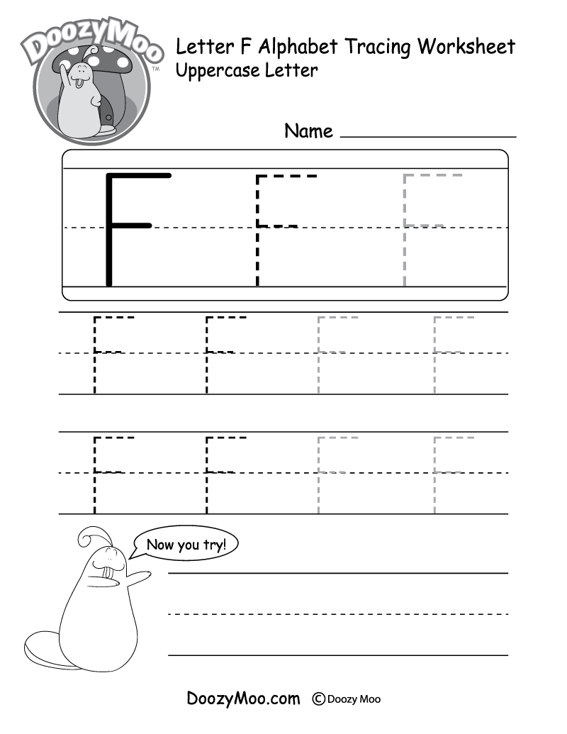 Lowercase Letter F Tracing Worksheet Doozy Moo