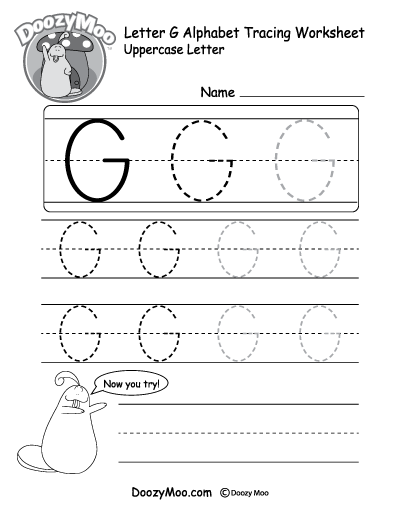 Uppercase Letter G Tracing Worksheet - Doozy Moo