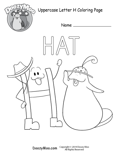 Cute Uppercase Letter H Coloring Page (Free Printable) - Doozy Moo