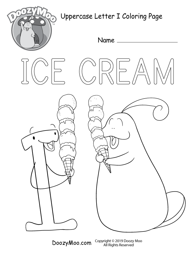 Cute Uppercase Letter I Coloring Page Free Printable   Doozy Moo