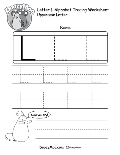 Uppercase Letter L Tracing Worksheet - Doozy Moo