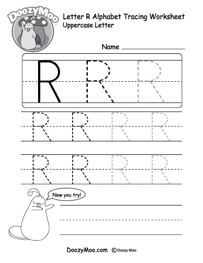 Uppercase Letter R Tracing Worksheet - Doozy Moo