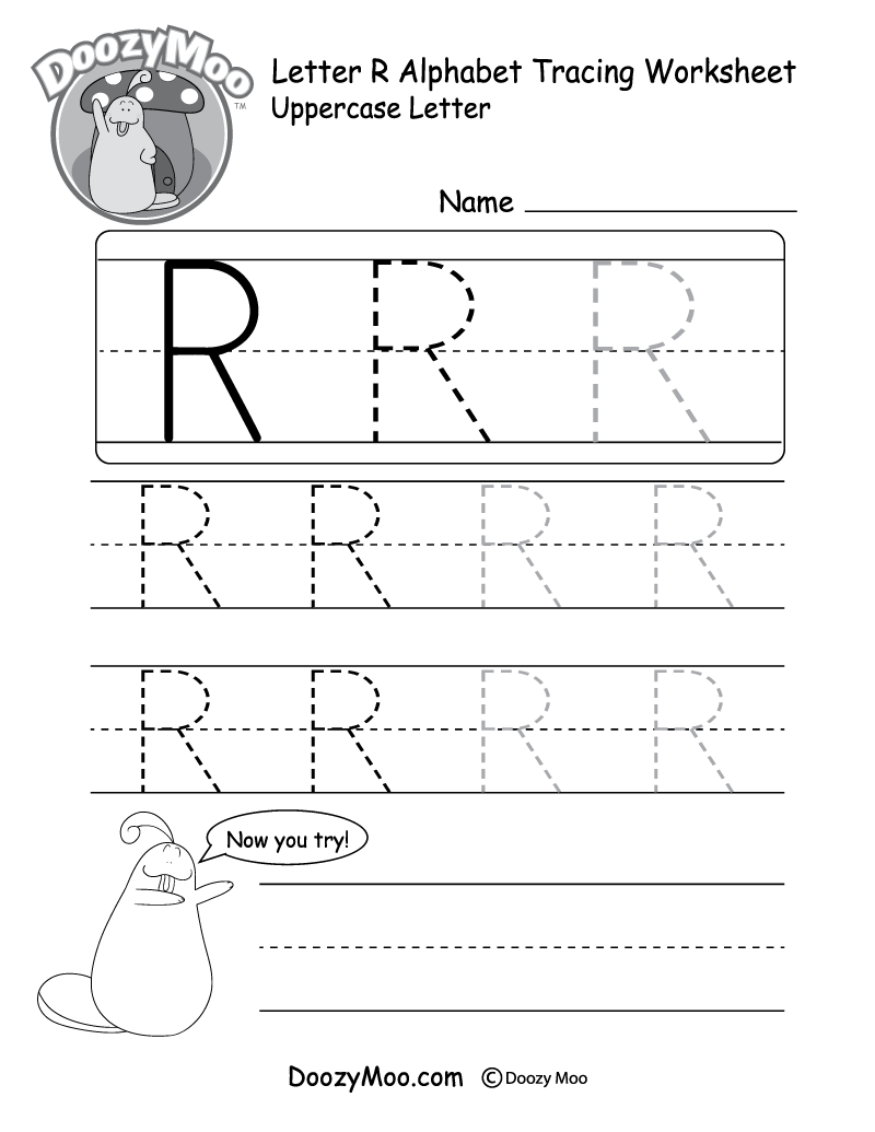 Uppercase Letter R Tracing Worksheet Doozy Moo