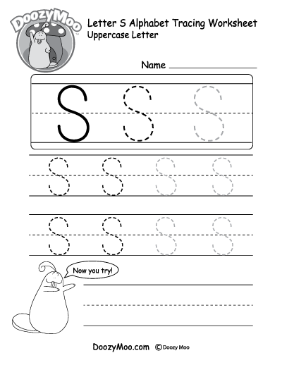 Uppercase Letter S Tracing Worksheet - Doozy Moo