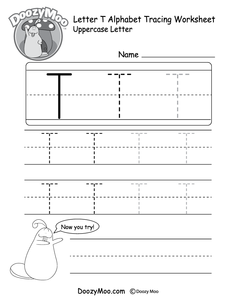 Uppercase Letter T Tracing Worksheet