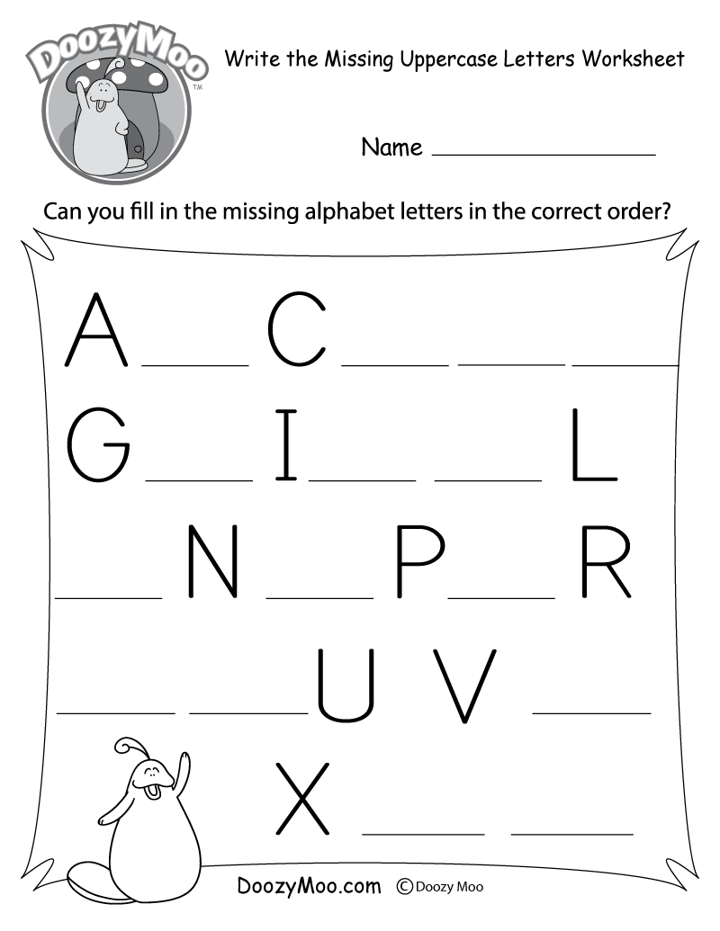 Missing Letter Worksheets (Free Printables) - Doozy Moo