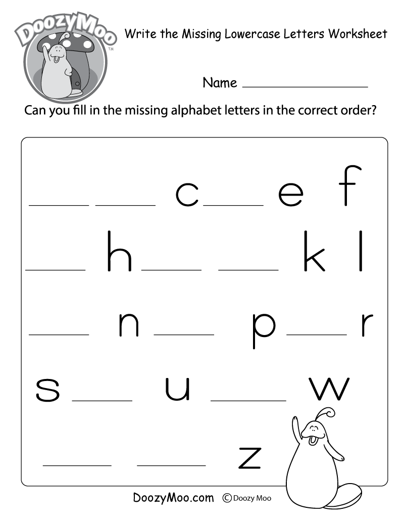 Write the Missing Lowercase Letters Worksheet