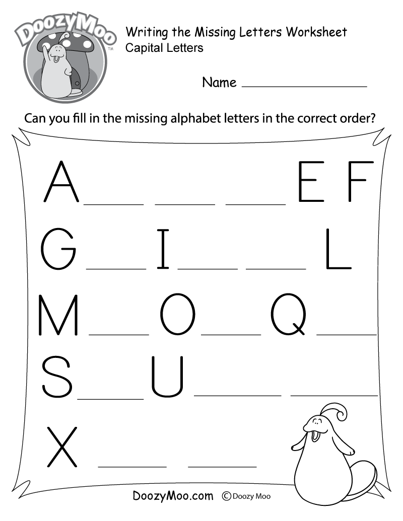 Fill In The Missing Letters Worksheet (Free Printable) - Doozy Moo